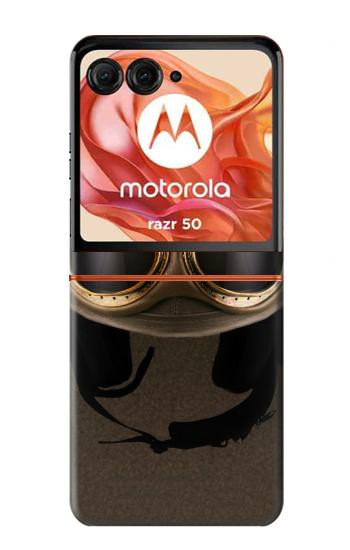 S2645 Vintage Brown Goggles Motorcycle Helmet Case For Motorola Razr 70,60,50, Razr (2026, 2025, 2024)