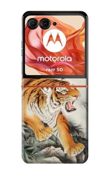 S2751 Chinese Tiger Brush Painting Case For Motorola Razr 70,60,50, Razr (2026, 2025, 2024)