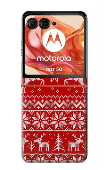 S2835 Christmas Reindeer Knitted Pattern Case For Motorola Razr 70,60,50, Razr (2026, 2025, 2024)