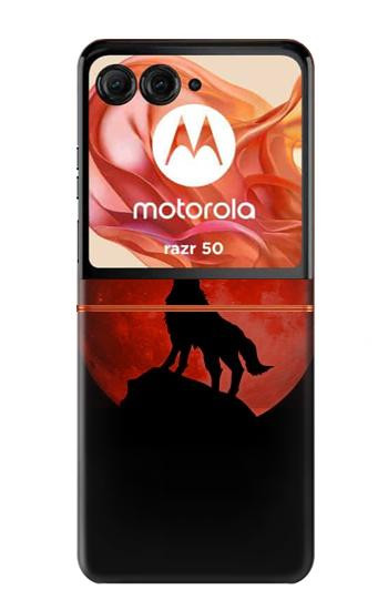 S2955 Wolf Howling Red Moon Case For Motorola Razr 70,60,50, Razr (2026, 2025, 2024)