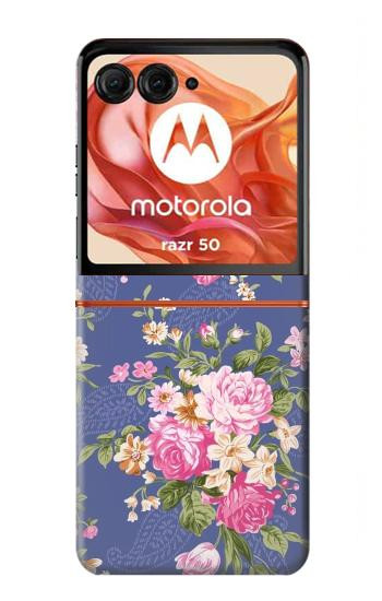 S3265 Vintage Flower Pattern Case For Motorola Razr 70,60,50, Razr (2026, 2025, 2024)