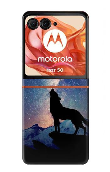 S3555 Wolf Howling Million Star Case For Motorola Razr 70,60,50, Razr (2026, 2025, 2024)