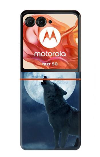S3693 Grim White Wolf Full Moon Case For Motorola Razr 70,60,50, Razr (2026, 2025, 2024)