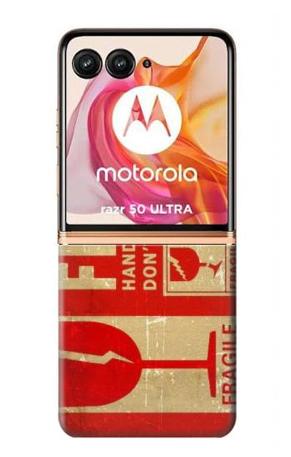 S3552 Vintage Fragile Label Art Case For Motorola Razr 50 Ultra