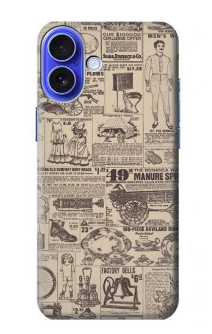 S3819 Retro Vintage Paper Case For iPhone 16