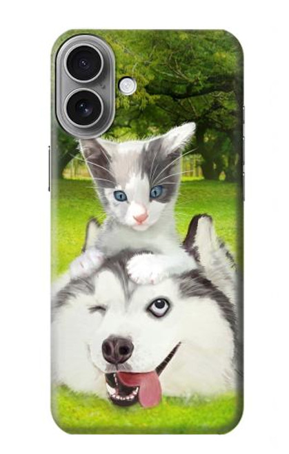 S3795 Kitten Cat Playful Siberian Husky Dog Paint Case For iPhone 16 plus