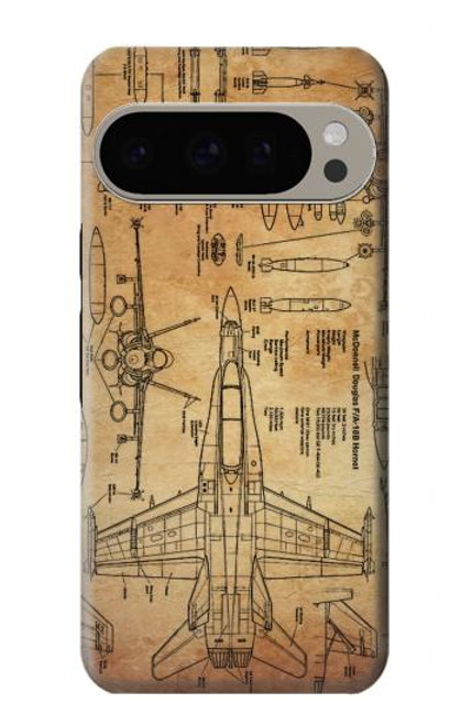 S3868 Aircraft Blueprint Old Paper Case For Google Pixel 9 Pro