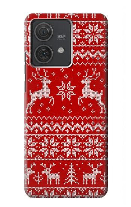 S2835 Christmas Reindeer Knitted Pattern Case For Motorola Edge 40 Neo