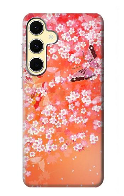 S2543 Japanese Kimono Style Flower Pattern Case For Samsung Galaxy S24 FE