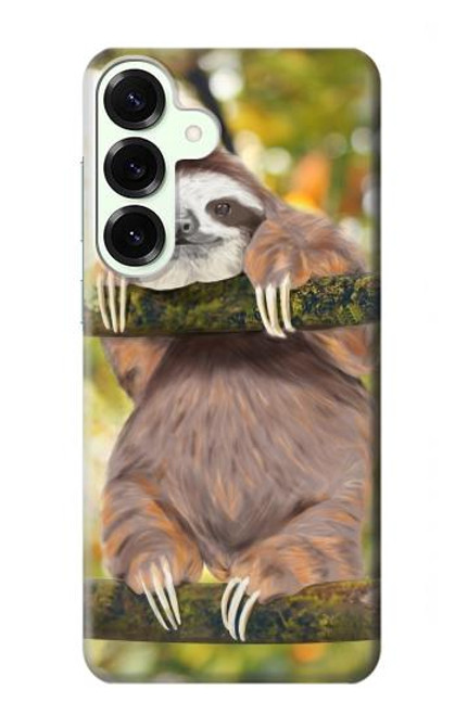 S3138 Cute Baby Sloth Paint Case For Samsung Galaxy S25 Plus