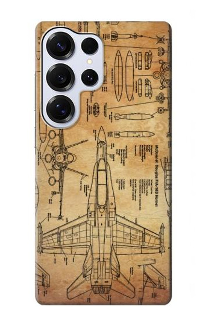 S3868 Aircraft Blueprint Old Paper Case For Samsung Galaxy S25 Ultra