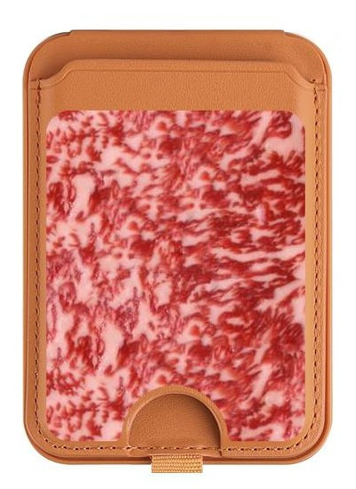 S0626 Kobe Beef Magnetic Card Holder Wallet Stand with MagSafe for iPhone 16 15 14 13 Pro Max