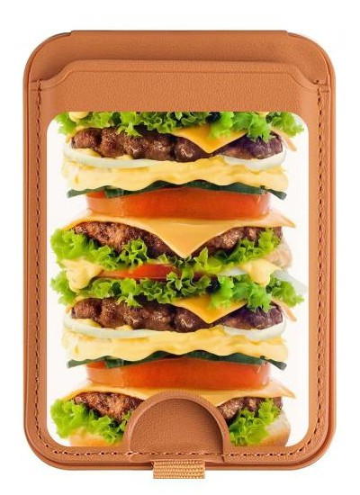 S0790 Hamburger Magnetic Card Holder Wallet Stand with MagSafe for iPhone 16 15 14 13 Pro Max