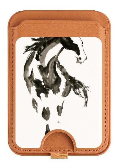 S1031 Horse Paintbrush Magnetic Card Holder Wallet Stand with MagSafe for iPhone 16 15 14 13 Pro Max