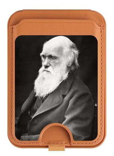S1610 Charles Darwin Magnetic Card Holder Wallet Stand with MagSafe for iPhone 16 15 14 13 Pro Max