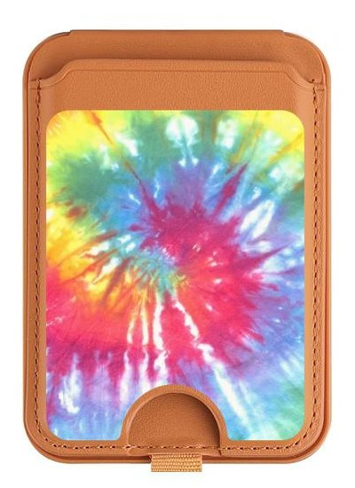 S1697 Tie Dye Colorful Graphic Printed Magnetic Card Holder Wallet Stand with MagSafe for iPhone 16 15 14 13 Pro Max