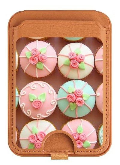 S1718 Yummy Cupcakes Magnetic Card Holder Wallet Stand with MagSafe for iPhone 16 15 14 13 Pro Max
