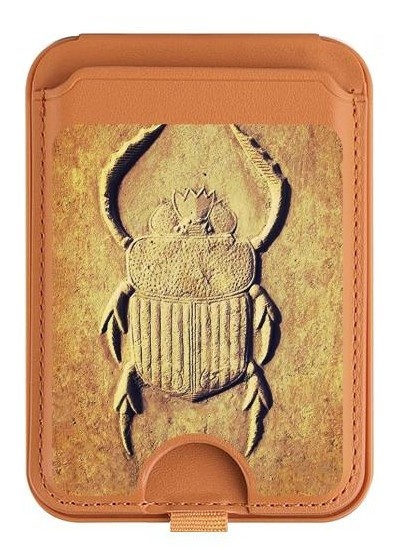 S2401 Egyptian Scarab Beetle Graphic Printed Magnetic Card Holder Wallet Stand with MagSafe for iPhone 16 15 14 13 Pro Max