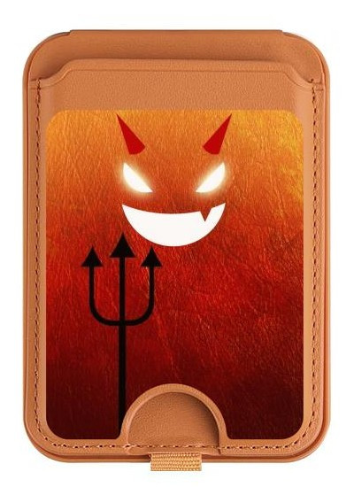 S2454 Red Cute Little Devil Cartoon Magnetic Card Holder Wallet Stand with MagSafe for iPhone 16 15 14 13 Pro Max