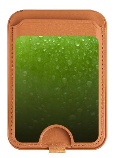 S2475 Green Apple Texture Seamless Magnetic Card Holder Wallet Stand with MagSafe for iPhone 16 15 14 13 Pro Max
