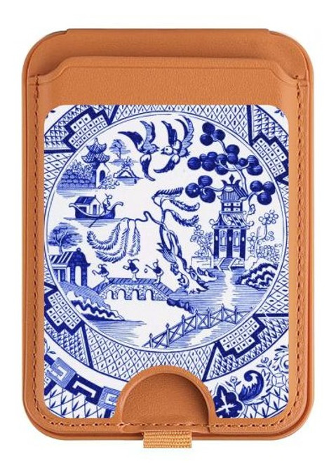 S2768 Willow Pattern Graphic Magnetic Card Holder Wallet Stand with MagSafe for iPhone 16 15 14 13 Pro Max