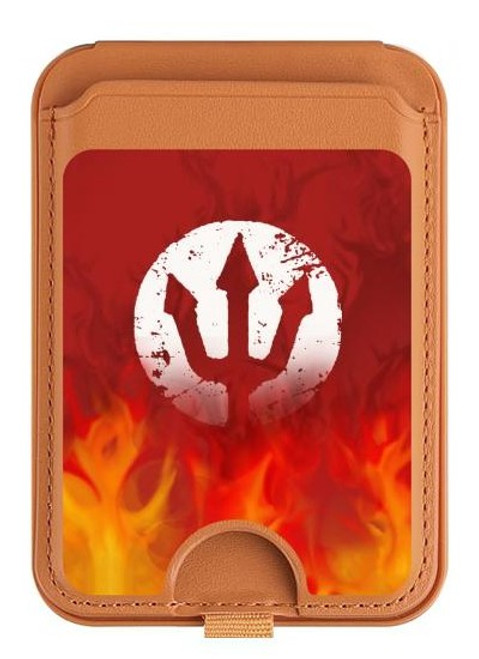 S2803 Fire Red Devil Spear Symbol Magnetic Card Holder Wallet Stand with MagSafe for iPhone 16 15 14 13 Pro Max