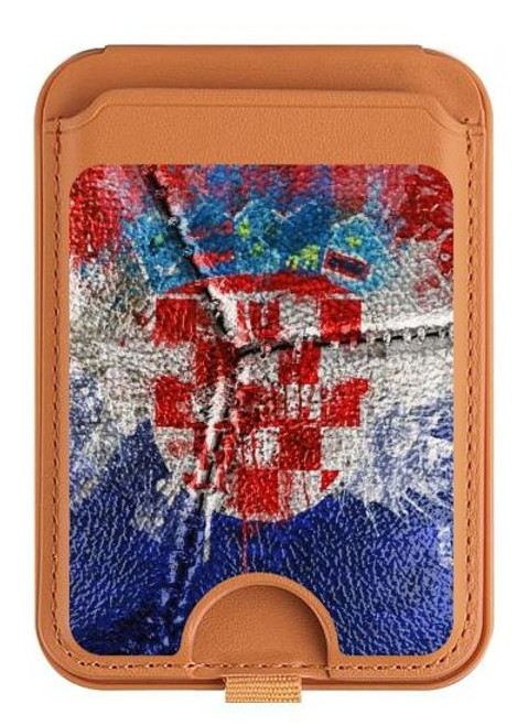 S3313 Croatia Flag Vintage Football Graphic Magnetic Card Holder Wallet Stand with MagSafe for iPhone 16 15 14 13 Pro Max
