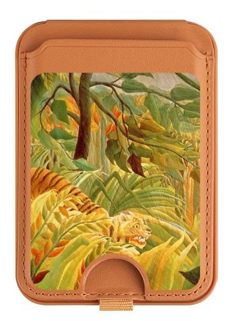 S3344 Henri Rousseau Tiger in a Tropical Storm Magnetic Card Holder Wallet Stand with MagSafe for iPhone 16 15 14 13 Pro Max
