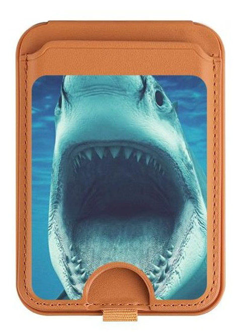 S3548 Tiger Shark Magnetic Card Holder Wallet Stand with MagSafe for iPhone 16 15 14 13 Pro Max