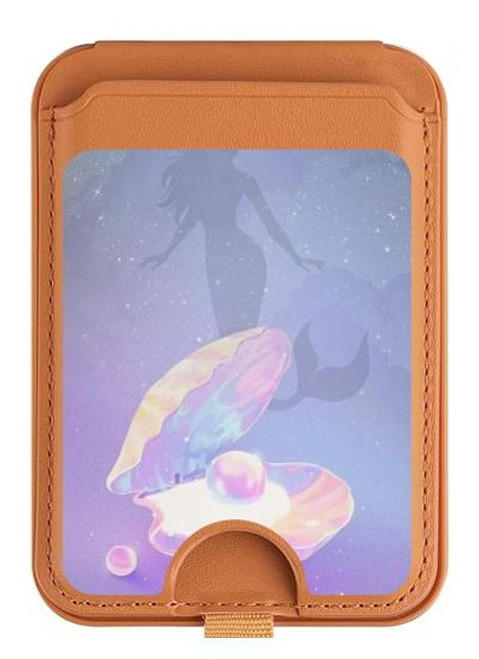 S3823 Beauty Pearl Mermaid Magnetic Card Holder Wallet Stand with MagSafe for iPhone 16 15 14 13 Pro Max