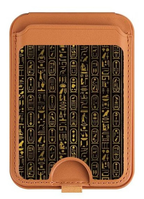 S3869 Ancient Egyptian Hieroglyphic Magnetic Card Holder Wallet Stand with MagSafe for iPhone 16 15 14 13 Pro Max