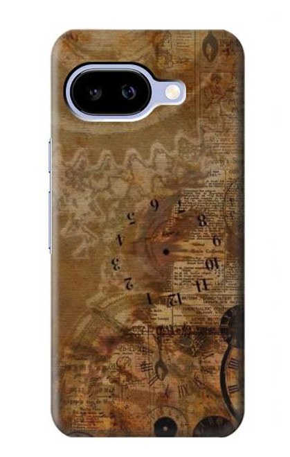 S3456 Vintage Paper Clock Steampunk Case For Google Pixel 9a