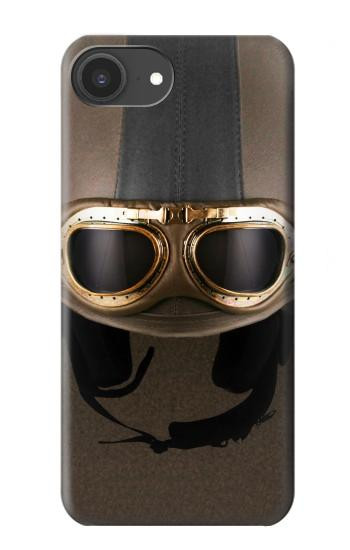 S2645 Vintage Brown Goggles Motorcycle Helmet Case For iPhone 16e, 17e