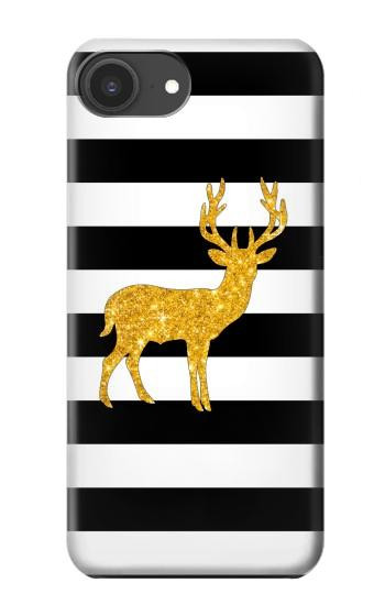 S2794 Black and White Striped Deer Gold Sparkles Case For iPhone 16e, 17e