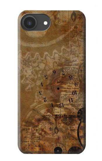 S3456 Vintage Paper Clock Steampunk Case For iPhone 16e, 17e