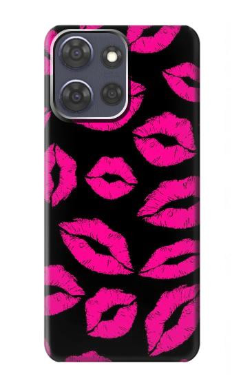 S2933 Pink Lips Kisses on Black Case For Motorola Moto G Power (2025)