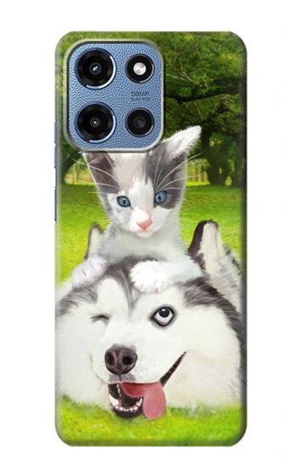 S3795 Kitten Cat Playful Siberian Husky Dog Paint Case For Motorola Moto G 5G (2025)