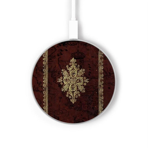 S3014 Vintage Map Book Cover Wireless Charger Pad 15W Type-C iPhone Android LED Light Charging Station