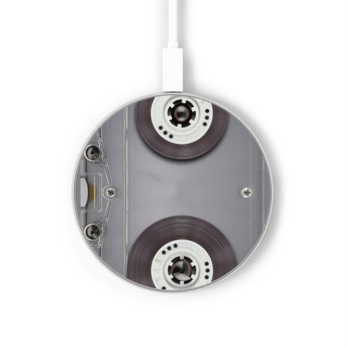 S3159 Cassette Tape Wireless Charger Pad 15W Type-C iPhone Android LED Light Charging Station