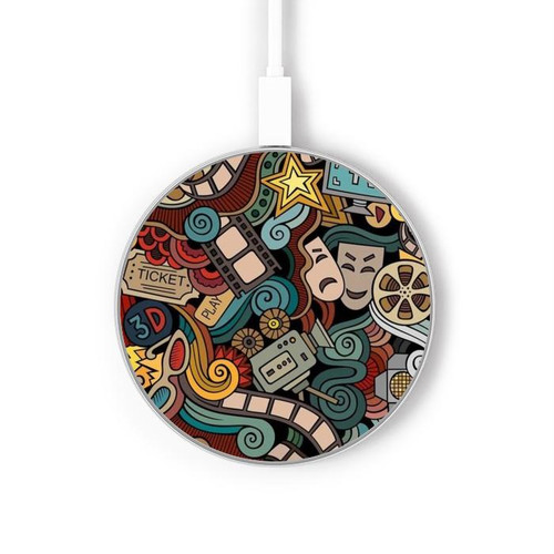 S3480 Movie Acting Entertainment Wireless Charger Pad 15W Type-C iPhone Android LED Light Charging Station