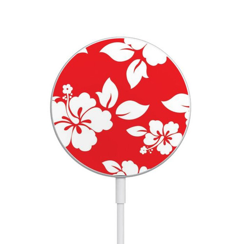 S1949 Hawaiian Hibiscus Pattern Magnetic Wireless Charger Pad with MagSafe 15W for iPhone 16 15 14 13 12