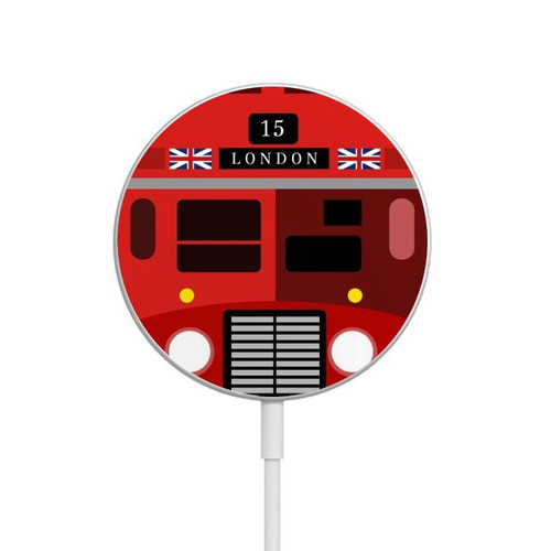 S2058 England British Double Decker Bus Magnetic Wireless Charger Pad with MagSafe 15W for iPhone 16 15 14 13 12