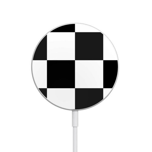S2492 Black and White Check Magnetic Wireless Charger Pad with MagSafe 15W for iPhone 16 15 14 13 12