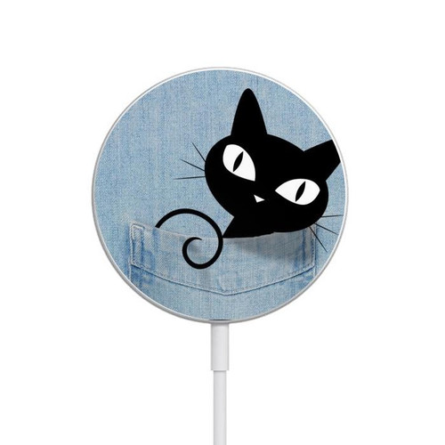 S2641 Pocket Black Cat Magnetic Wireless Charger Pad with MagSafe 15W for iPhone 16 15 14 13 12