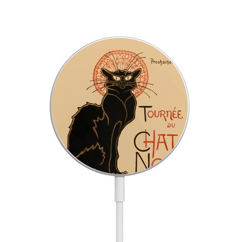 S2739 Chat Noir Black Cat Vintage Magnetic Wireless Charger Pad with MagSafe 15W for iPhone 16 15 14 13 12