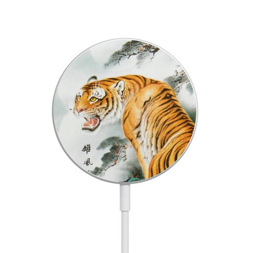 S2750 Oriental Chinese Tiger Painting Magnetic Wireless Charger Pad with MagSafe 15W for iPhone 16 15 14 13 12