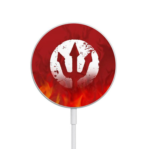 S2803 Fire Red Devil Spear Symbol Magnetic Wireless Charger Pad with MagSafe 15W for iPhone 16 15 14 13 12