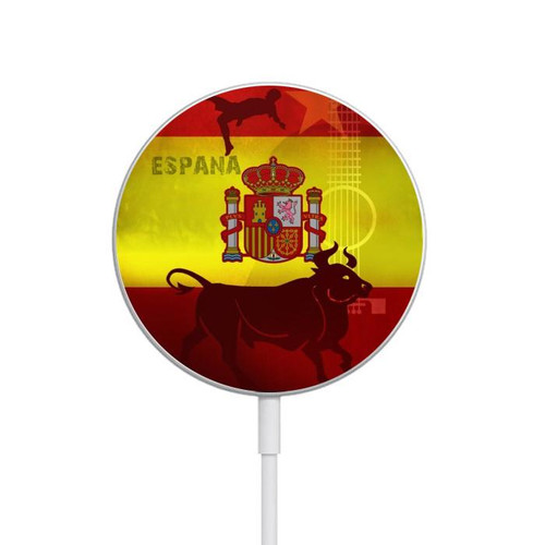 S2984 Spain Football Soccer Magnetic Wireless Charger Pad with MagSafe 15W for iPhone 16 15 14 13 12