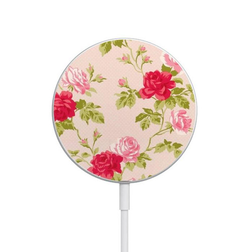 S3037 Pretty Rose Cottage Flora Magnetic Wireless Charger Pad with MagSafe 15W for iPhone 16 15 14 13 12