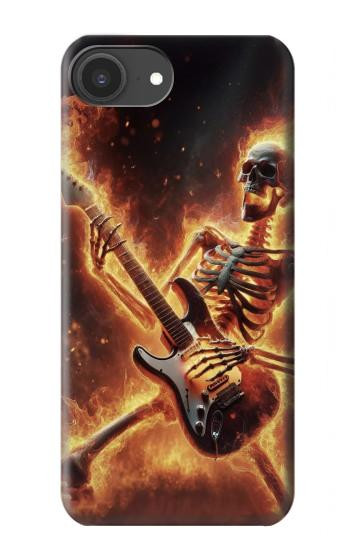 S3984 Fire Skeleton Playing Guitar Case For iPhone 16e, 17e